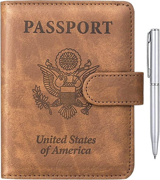 TIGARI Passport Holder for Travel Women Men, PU Leather Waterproof RFID Wallet Cover Case Sleeve, Valentines Day Gifts, Vacation Plane Cruise Travel Document Organizer Essentials