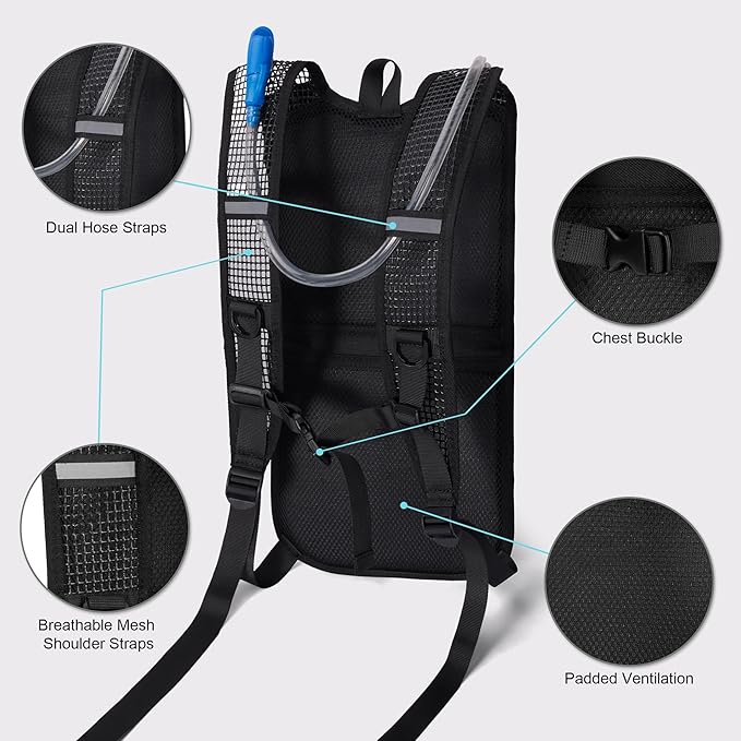 Hydration Backpack - Lightweight Water Backpack with 2L Water Bladder Bag, Running Hydration Vest Backpack for Men Women, Hydration Pack for Hiking, Cycling, Climbing MIYCOO