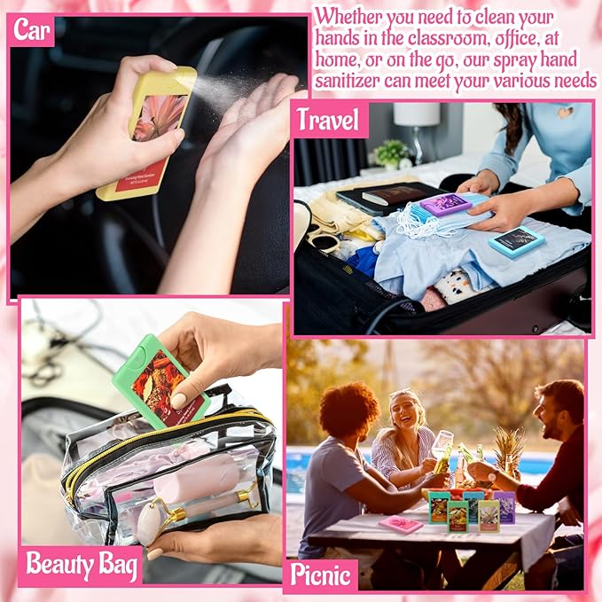 Dansib 24 Pack Hand Sanitizer Spray Bulk Mist Hydrating Scented Travel Size Hydrating Hand Sanitizers Refillable Essential for Friend Coworker Family Daily Travel Outdoor