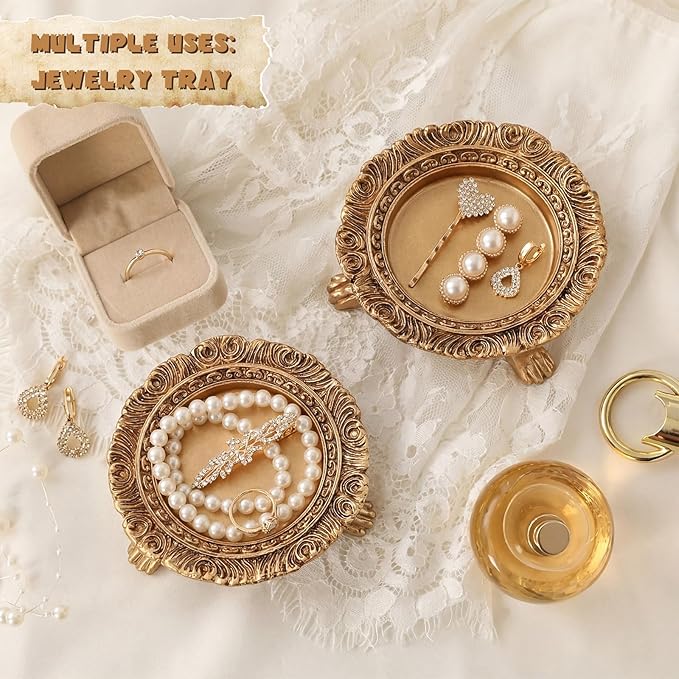 1 Pack Brass Color Candle Holder Pedestal Dish Stand Gold Vintage Tray Clawfoot Plate Decor for Jewelry Wax Ring Trinket