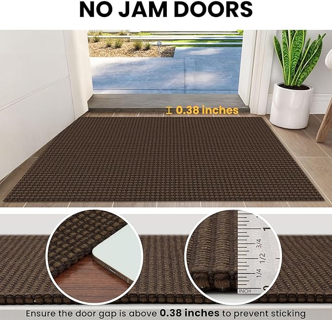 IOHOUZE Washable Runner Rug 2x7 Non Slip Runners for Hallways Entryway Runner Indoor, Kitchen Rugs Woven Cotton Floor Carpet for Kitchen Hall Entrance Bedroom, Brown