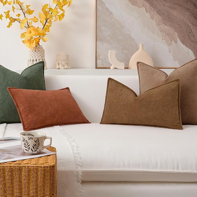Kevin Textile Waterproof Decorative Pillow Covers Brown 24x24 Inch Pack of 2 Soft Boucle Textured Euro Pillowcases Elegant Accent Pillows for Couch Sofa Chair Bed Home Decor Indoor Outdoor