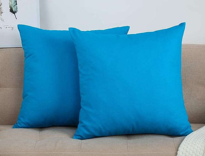 TangDepot Handmade Decorative Solid 100% Cotton Canvas Throw Pillow Covers/Pillow Shams, (28" x28" , Pacific Blue, 1 Count (Pack of 1))