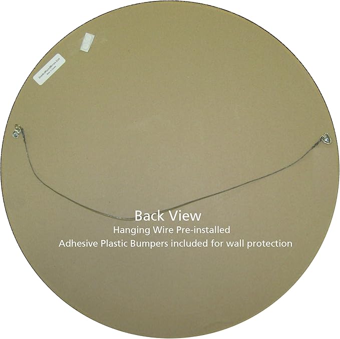 OVALCREST Round Beveled Wall Mirror for Home Decor - Florence Style - Taupe - 18x18 Outside Dimensions