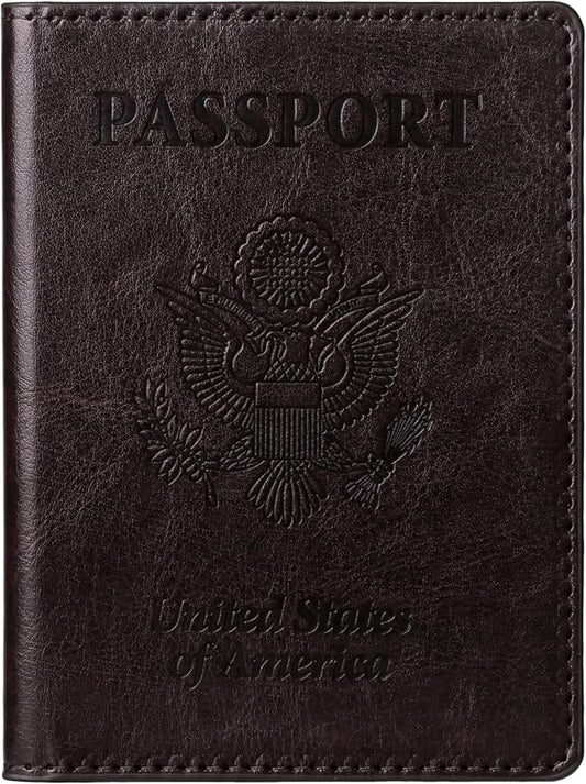 TIGARI Passport Holder for Travel Women Men, Valentines Day Gifts PU Leather Wallet Cover Case Sleeve, Waterproof Protected Document Organizer, Vacation Plane Cruise Travel Essentials