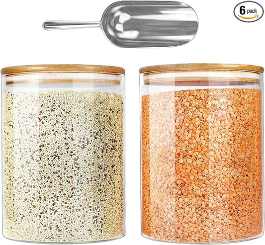Urban Green Glass Jars with Airtight Lids, Airtight Glass Canisters with Locking Lids, (Bamboo 100oz)