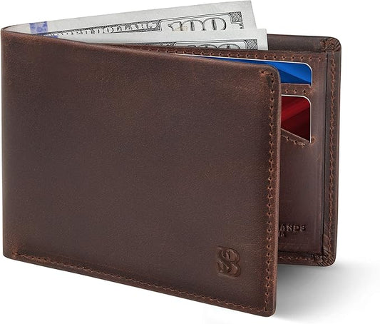 SERMAN BRANDS Mens Slim Bifold Wallet RFID Blocking Minimalist Front Pocket Wallets for Men - Thin & Stylish