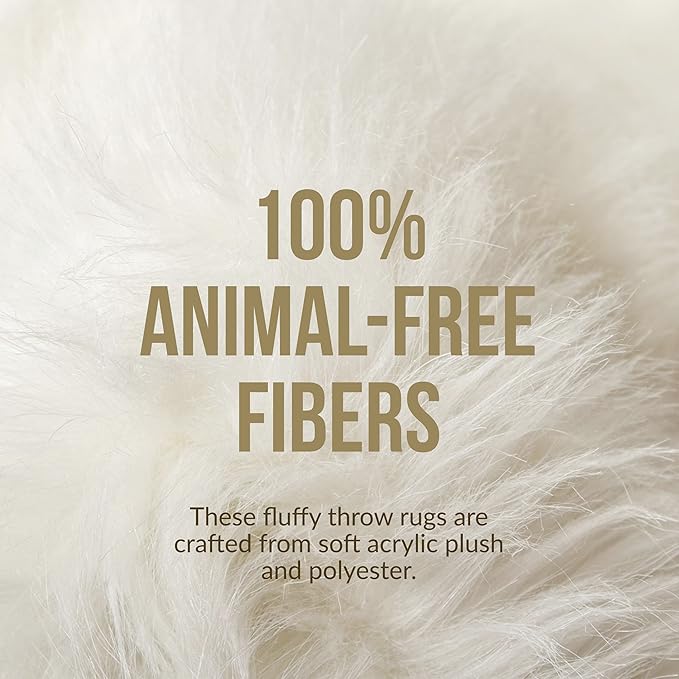 Luxe Gordon Faux Fur Rug with Soft and Fluffy Pile | Machine Washable Living Room Rug with Anti-Slip Backing | Cruelty-Free Area Rugs for Office or Bedroom, Black, 6 ft Dia.