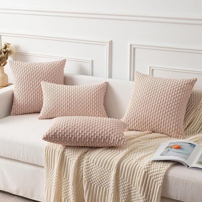 Kevin Textile 2 Packs Light Pink 26x26 Pillow Covers Euro Pillow Covers with Stripe Pattern Big Throw Pillow Covers for Valentines Day Gifts Couch Bedroom 66x66 cm