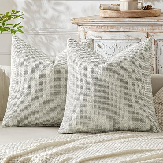 MIULEE Pack of 2 Couch Throw Pillow Covers 20x20 Inch Grey-White Modern Boho Accent Decorative Pillow Covers Soft Chenille Farmhouse Cushion Covers for Home Decor Bed Sofa Living Room