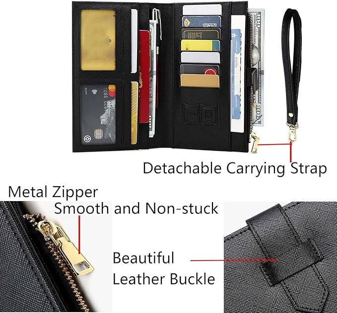 Waterproof Family Passport Organizer with RFID Blocking Genuine Leather Document Holder Card Slots Travel Wallet for Women Men Black (Blue)