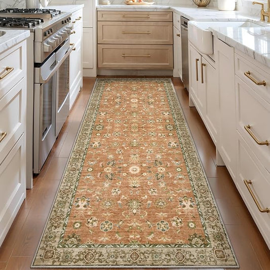 Tangsoo Washable Runner Rug for Hallway Non Slip, 2x6 Boho Floral Vintage Carpet Runner Rugs for Entryway, Floor Soft Low Pile Runners for Kitchen Bathroom Laundry Bedroom Alfombra Farmhouse