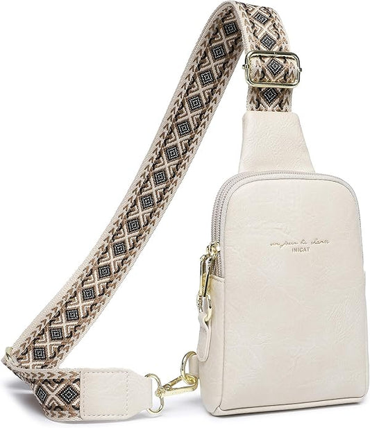 INICAT Travel Small Crossbody Sling Bags Women Cross Body Purses Passport Holder Vegan Leather Fanny Packs Birthday Gifts