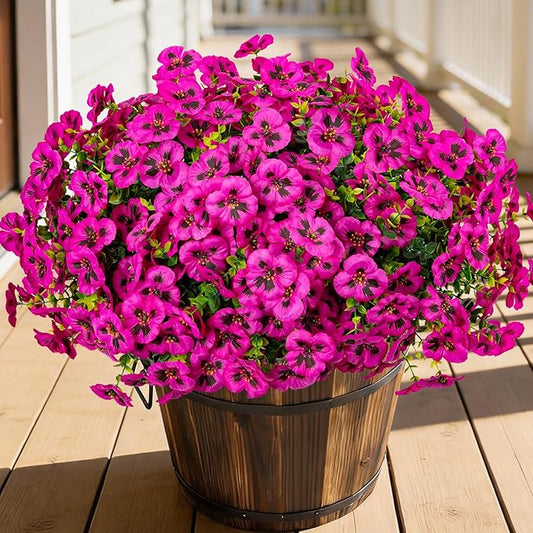 Artificial Flowers, 24 Bundles, Decorative Bouquets for Home, Wedding, Garden, Office Decor (Fuchsia)