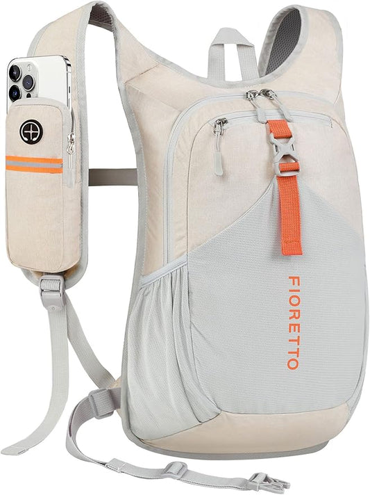 FIORETTO 20L Hiking Backpack for Women Men Mini Packable Backpack Lightweight Small Daypack for Camping Travel Outdoor, Beige
