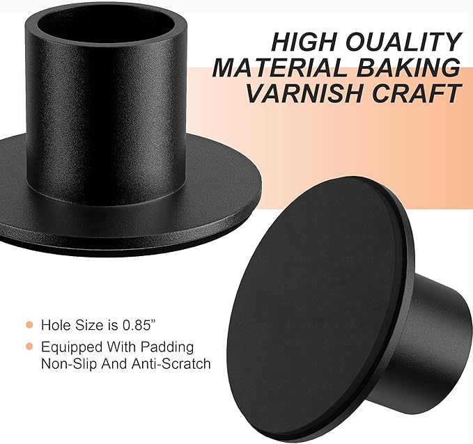 2 Pcs Black Candle Holder - Elegant Taper Candle Holders, Classic Candlestick Holders for Table Centerpiece, Festive Christmas Mantel Display or Sophisticated Home Decor