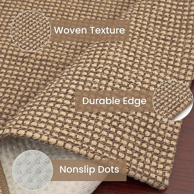 IOHOUZE Washable Area Rug 5x7 Non Slip Rubber Backed Woven Rugs for Living Room, Dining Room Rugs Bedroom Rug, Floor Carpet for Living Room Nursery Office, Orange/Tan/Brown