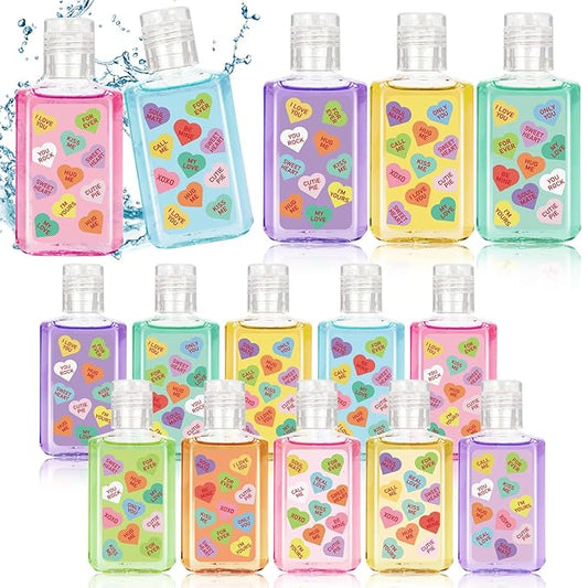 50 Pcs Valentines Mini Hand Sanitizers Bulk Valentine Gift Party Favors Valentine Conversation Heart Bundle Hand Sanitizer Natural Plant Fragrance Travel Size Hand Soap Gift for Valentine Weddings