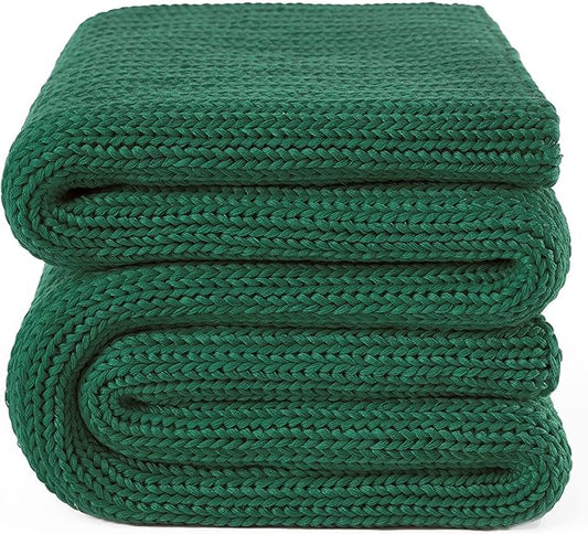Guohaoi Knitted Weighted Blanket Kids (Green 50"x60" 10lbs) No Beads Cooling Heavy Blanket, Home Decor Breathable Chunky Knit Throw Blanket for All-Season Use