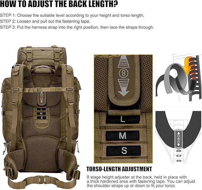 Mardingtop 70L Internal Frame Backpack for Hunting,Camping,Hiking Backpacking Backpack with Rain Cover