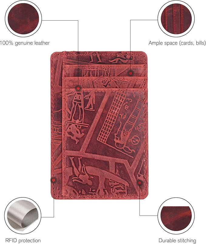 Oak Leathers Leather Slim Minimalist Wallet for Men & Women RFID Front Pocket Leather Card Holder Wallets