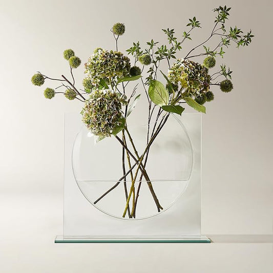 Z GALLERIE Clear Ellipse Vase for Centerpieces Home Decor, Cute Bookshelf Decor, Artistic and Cultural Glass Vases for Home Office (Not Including Flowers)