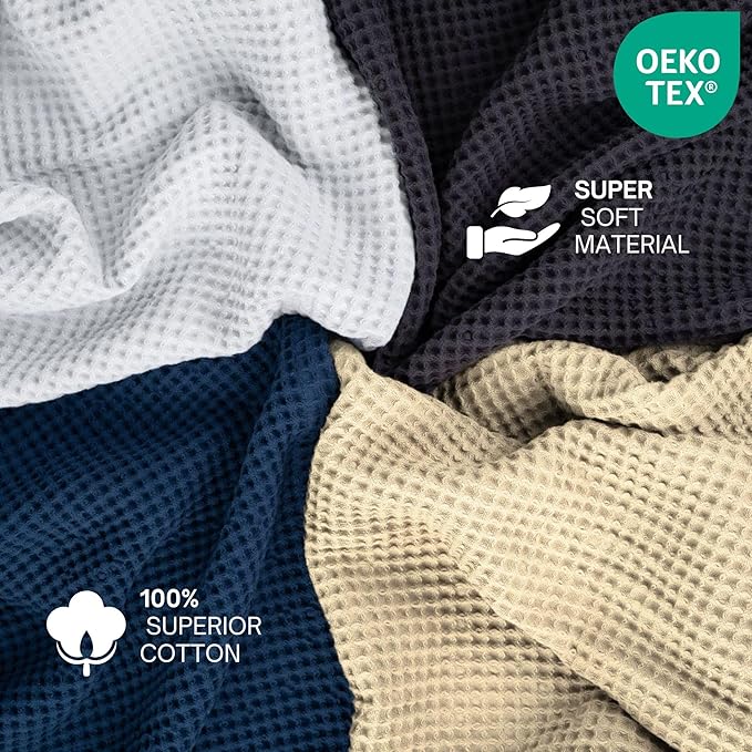 100% Cotton Waffle Blankets for Bed - Queen (90" x 90") Lightweight, Breathable and Soft, Waffle Weave Blanket for All-Season - Summer, Spring, Winter (White)