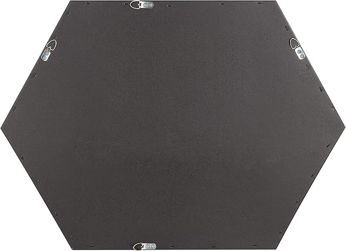 Kate and Laurel Rhodes Modern Hexagon Wall Mirror, 24" x 36", Gold, Chic Geometric Wall Mirror