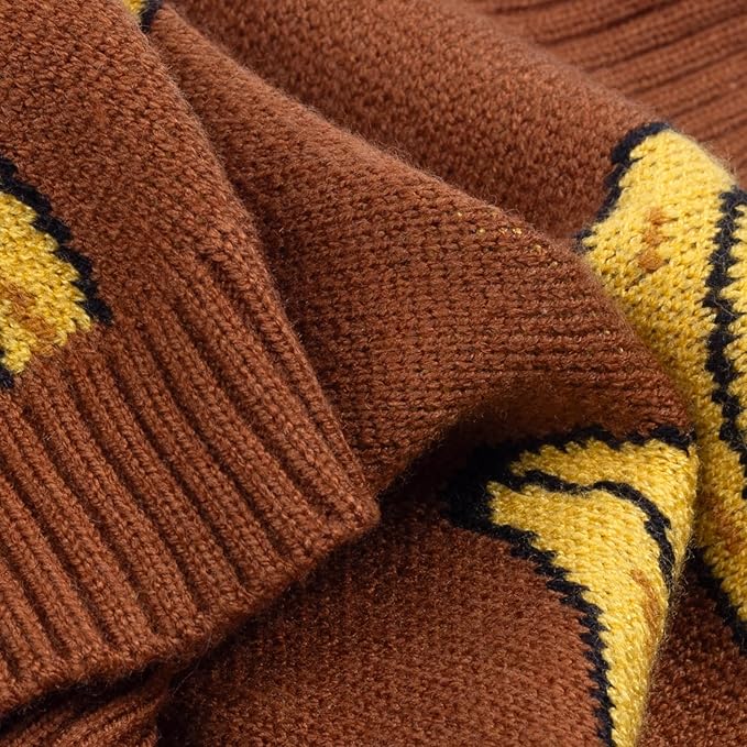 Fitwarm Banana Dog Sweater, Thermal Dog Winter Clothes for Small Dogs Boy Girl, Pet Outfit, Brown, Yellow, Large