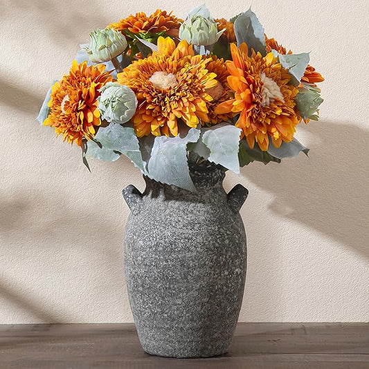 Ceramic Flower Vase Home Decor, 9.76 Inch Black Rustic Farmhouse Vase,Large Decorative Vase for Living Room Bedroom Kitchen Table Office Centerpiece Decorations, Holiday & Wedding