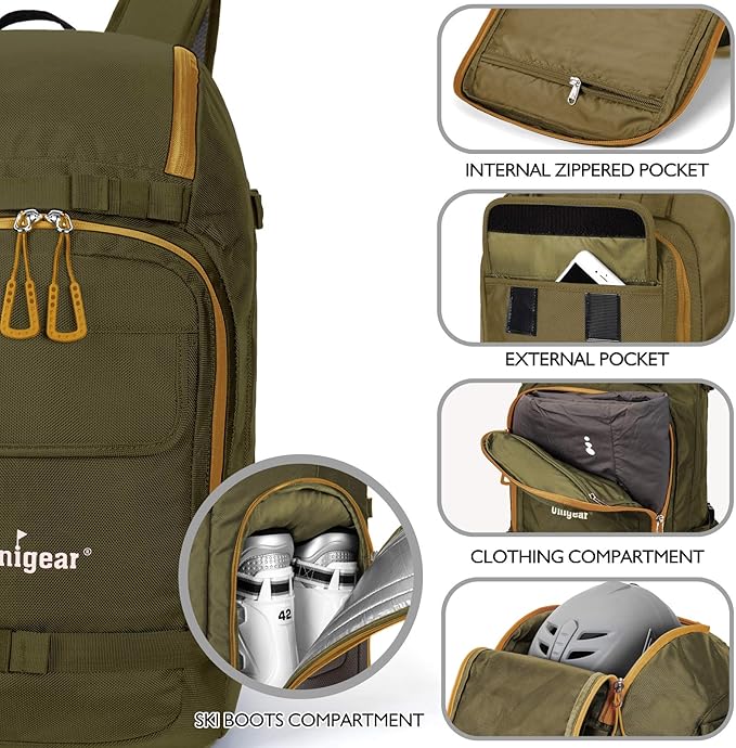 Unigear Ski Boot Bag Backpack for Helmet 50L/70L, Goggles, Gloves, Skis, Snowboard & Accessories