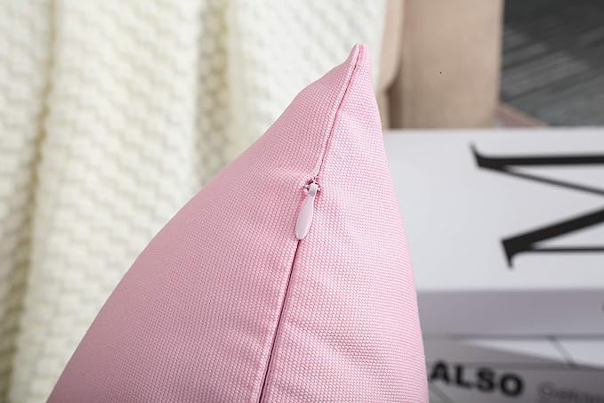 TangDepot Handmade Decorative Solid 100% Cotton Canvas Throw Pillow Covers/Pillow Shams, (26"x26", Salmon Pink)