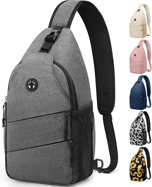 Pritent Crossbody Bags for Women Men Trendy Sling Bag Backpack Casual Chest Bag with Convertible Shoulder Strap