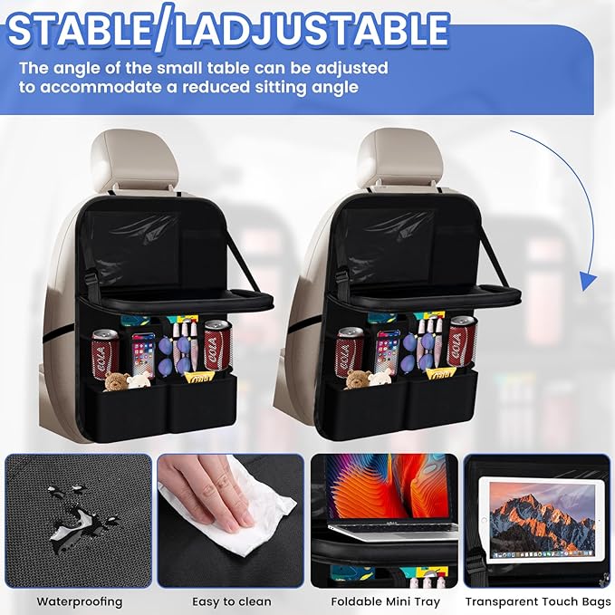 Generic Car Back Seat Organizer, Foldable Rear Seat Storage Bag with Tablet Holder, for 2017-2018 Hyundai Elantra, Black, heiseB＋1