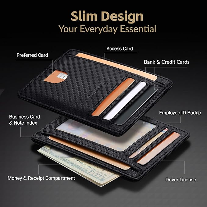 Espera Slim Minimalist Wallet for Men and Women, RFID Blocking Credit Card Holder, Thin Front Pocket Travel ID Case, Gifts for Men