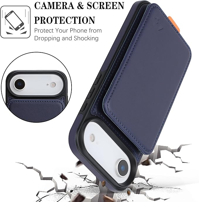 GUERNICA for iPhone 17 Air (6.7") Case Wallet with Card Holder, RFID Blocking Leather Protection, Shockproof Women Men Phone Case for iPhone Air, Blue