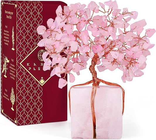 Rose Quartz Trees Gifts for Women, Mom, Sister, Unique Gifts for Her Birthday, Anniversary, 7 Chakra Healing Crystal and Stones for Positivity, Money, Good Luck, Tree of Life Home and Office Decor