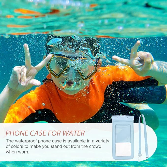 SMASOLO Waterproof Phone Pouch Floating Large Phone Protector Bag for Swimming Diving Spa with Lanyard Gray Blue