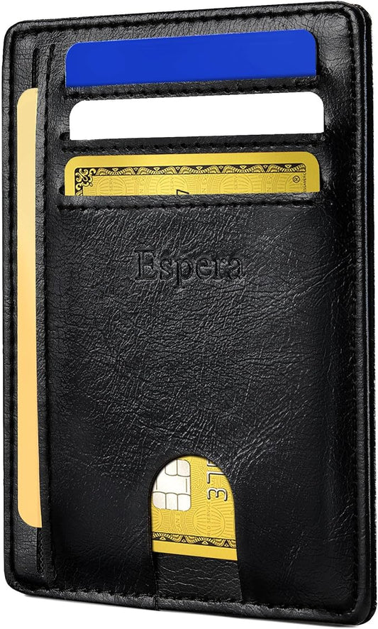 Espera Slim Minimalist Wallet for Men and Women, RFID Blocking Credit Card Holder, Thin Front Pocket Travel ID Case, Gifts for Men