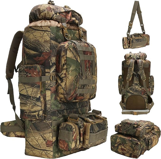 HongXingHai 100L Camping Hiking Backpack,Molle military Tactical rucksack backpack,Waterproof Lightweight Hiking Backpack (Maple Leaf)