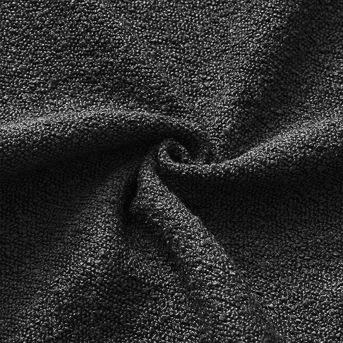 ANRODUO Pack of 2 Textured Boucle Throw Pillow Covers Soft Black Euro Decorative Accent Solid Pillow Cases Cozy Modern Couch Cushion Case for Chair Sofa Bedroom Living Room Home Decor, 22 x 22 Inch