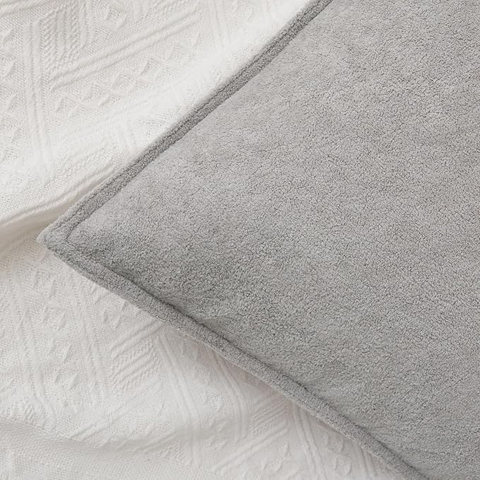 Kevin Textile Waterproof Decorative Pillow Covers Light Grey 20x20 Inch Pack of 2 Soft Boucle Textured Throw Pillowcases Elegant Accent Pillows for Couch Sofa Chair Bed Home Decor Indoor Outdoor