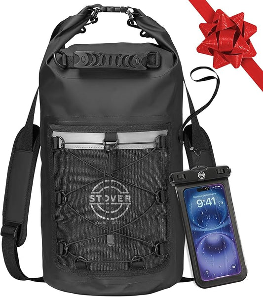 STOVER 5/10/25/30/40/55L Waterproof Dry Bag- Roll-Top Backpack w/Phone Case- Kayaking, Hiking, Camping, Boating- Men/Women