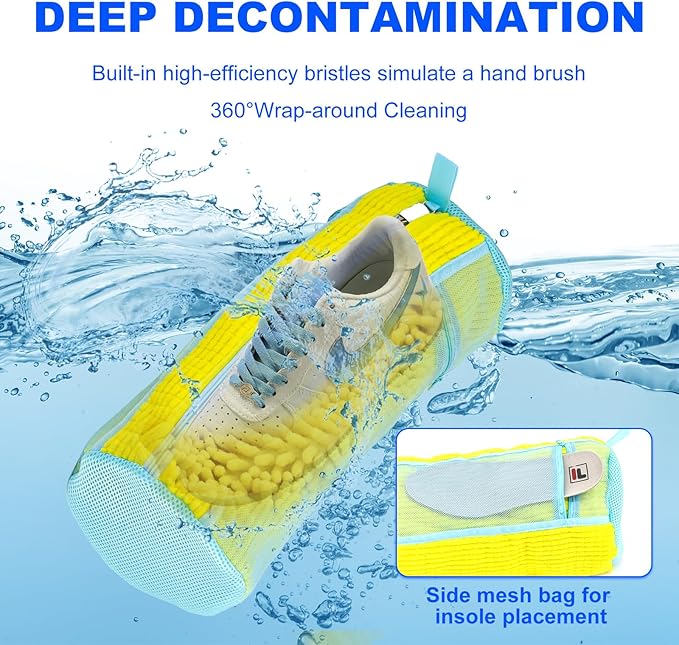 Shoe Washing Bags for Washing Machine – Durable Shoe Washing Machine Bags for All Shoe Types Sizes (Large Yellow 2PCS）