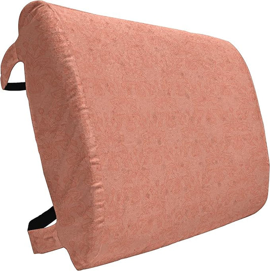 Ambesonne Peach Lumbar Back Support Pillow, Flower Ornate Pattern Nature Inspired Image with Soft Color Spring Summer Foliage Print, High Density Foam for Office Chairs Car Seats, 14" x 13", Peach