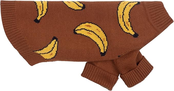 Fitwarm Banana Dog Sweater, Thermal Dog Winter Clothes for Small Dogs Boy Girl, Pet Outfit, Brown, Yellow, XXL