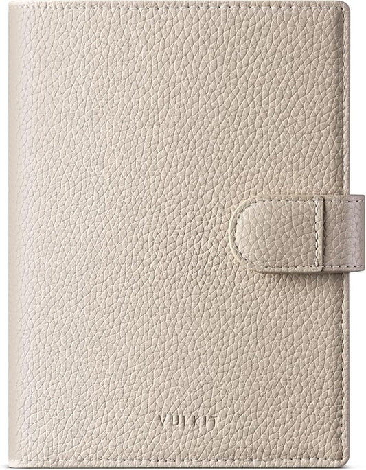 VULKIT Leather Passport Wallet for 2 Passports Slim Double Passport Holder RFID Blocking Passport Travel Wallet with ID Window for Women