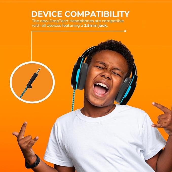Gumdrop DropTech On-Ear Wired Headphones (10 case Pack) w/ 3.5 mm Chew-Proof Cord - Rugged, Reliable, Drop Tested and Comfortable for Kids, K-12 Students, Classroom and School Use - Black