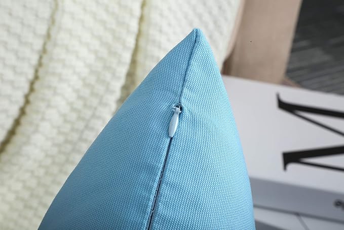 TangDepot Handmade Decorative Solid 100% Cotton Canvas Throw Pillow Covers/Pillow Shams, (16"x16", Sky Blue)