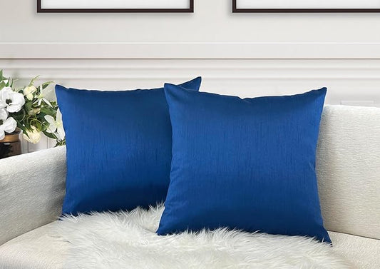 Aiking Home 24x24 Inches Faux Silk Square European Shams, Zipper Closure, Royal (Set of 2)